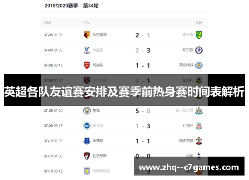 英超各队友谊赛安排及赛季前热身赛时间表解析 英超各队友谊赛安排及赛季前热身赛时间表解析