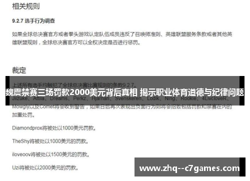 魏震禁赛三场罚款2000美元背后真相 揭示职业体育道德与纪律问题 魏震禁赛三场罚款2000美元背后真相 揭示职业体育道德与纪律问题